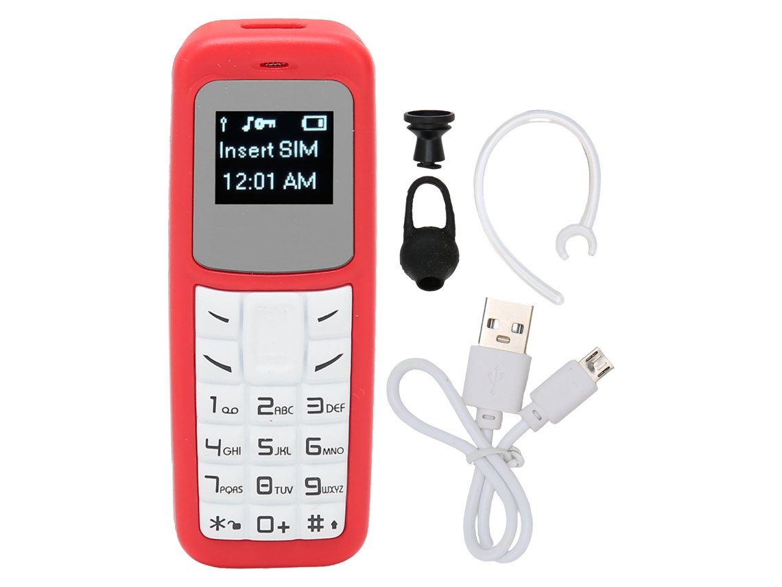 Mini Teléfono Móvil Pequeño Con Bluetooth, Auricular Con Gancho Para La Oreja, Compatible Con Tarjeta Sim De 0,66 Pulgadas, Color Rojo