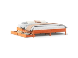 Maison Exclusive - Cama Sin Colchón Madera Maciza De Pino Marrón Cera 200x200 Cm