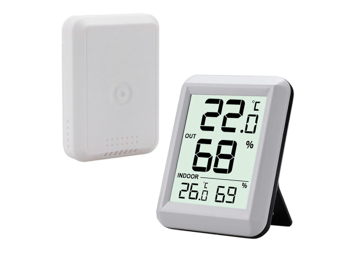 Termómetro para uso interior y exterior, termómetro conectado a un sensor inalámbrico externo, termómetro e higrómetro digital con pantalla grande.