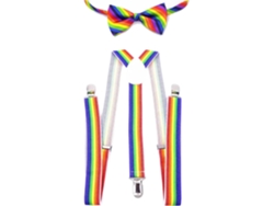 Pajarita En Forma De Y Con Estampado Arcoíris Para Hombre Y Mujer, Con Tirantes De Pajarita A Rayas.