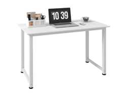 Escritorio multifuncional para oficina y salón, 120 x 60 x 76 cm, tablero blanco, estructura metálica resistente, BGA Store