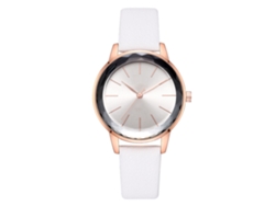 Reloj De Pulsera De Cuarzo Para Mujer Con Correa De Pu, Estilo Sencillo, Esfera Redonda Blanca.