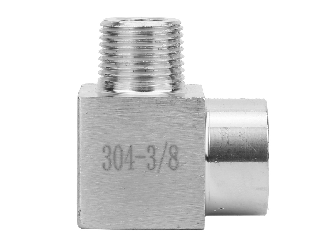 Conector Curvo Roscado Hembra-macho Bspp De 3/8 Pulg. De Acero Inoxidable 304 Para Aire/aceite.