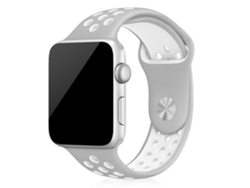 Correa deportiva de silicona compatible con Apple Watch de 42/44/45/49 mm. Talla S/M. 20 x 2 x 0,2 cm. Color gris.