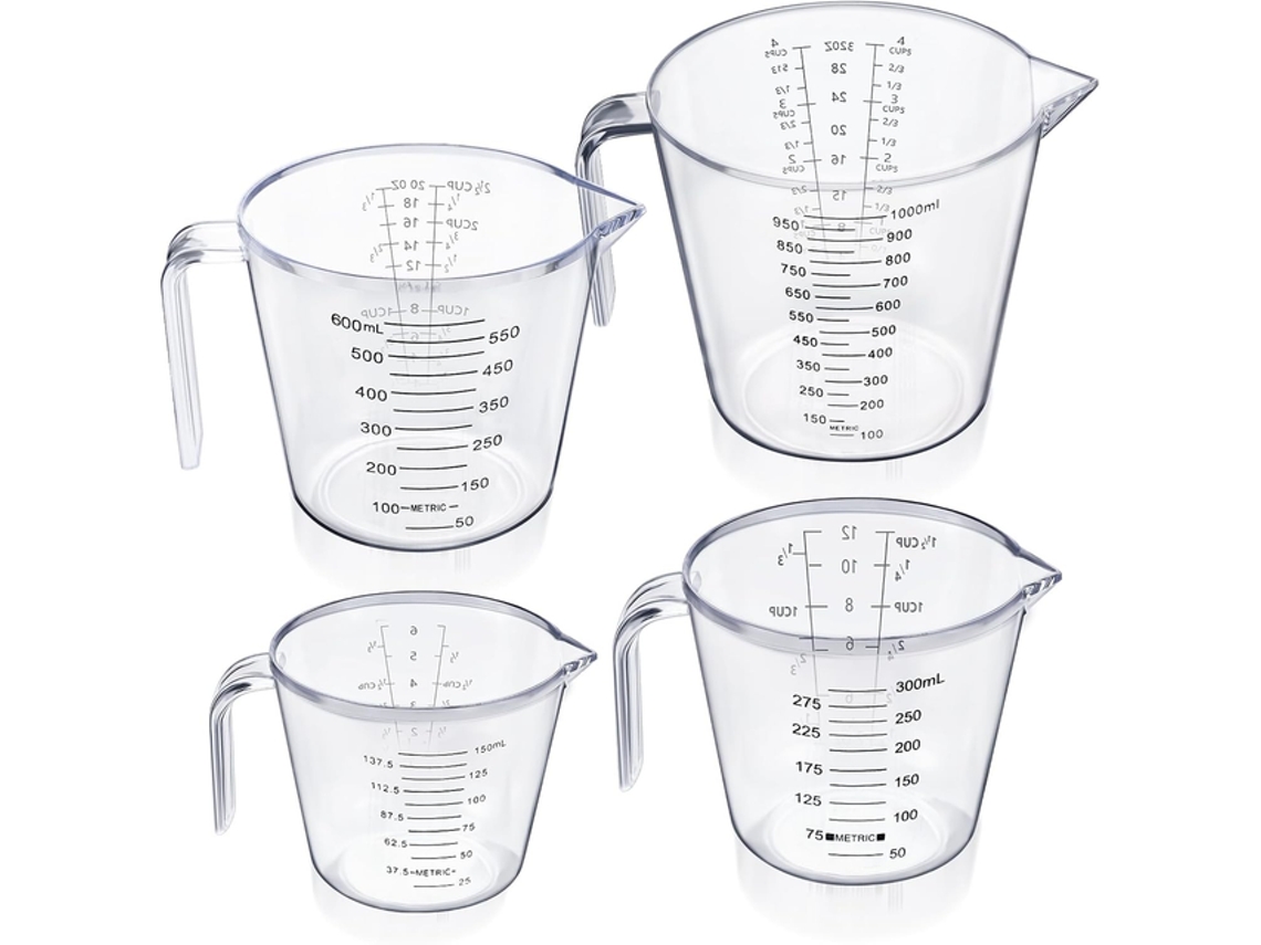 Juego de 4 vasos para leche, vasos de PS transparentes, Tommy01