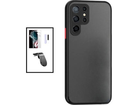 Kit Carcasa Trasera Protección Cámara + Protector de Pantalla Samsung Galaxy S22 Ultra 5G GIFT4ME Negro