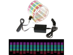 Adesivo Luminoso Automotivo Com Sensor De Ativação Por Som E Música — Painel Led Com Efeito Equalizador (45 X 11 Cm)