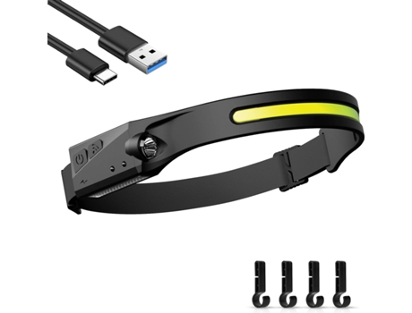 Linterna frontal LED recargable por USB, potente linterna frontal LED, linterna frontal COB impermeable para acampar con modo de sensor sensible para