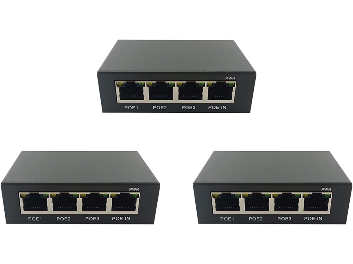 3 Conmutadores De Red Gigabit Poe De 4 Puertos 100/1000m Ieee802