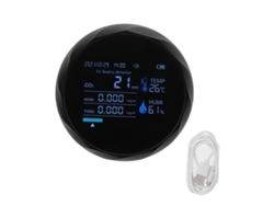 Monitor De Co2 7 En 1, Detector Inteligente De Calidad Del Aire, Temperatura, Humedad, Covt, Negro