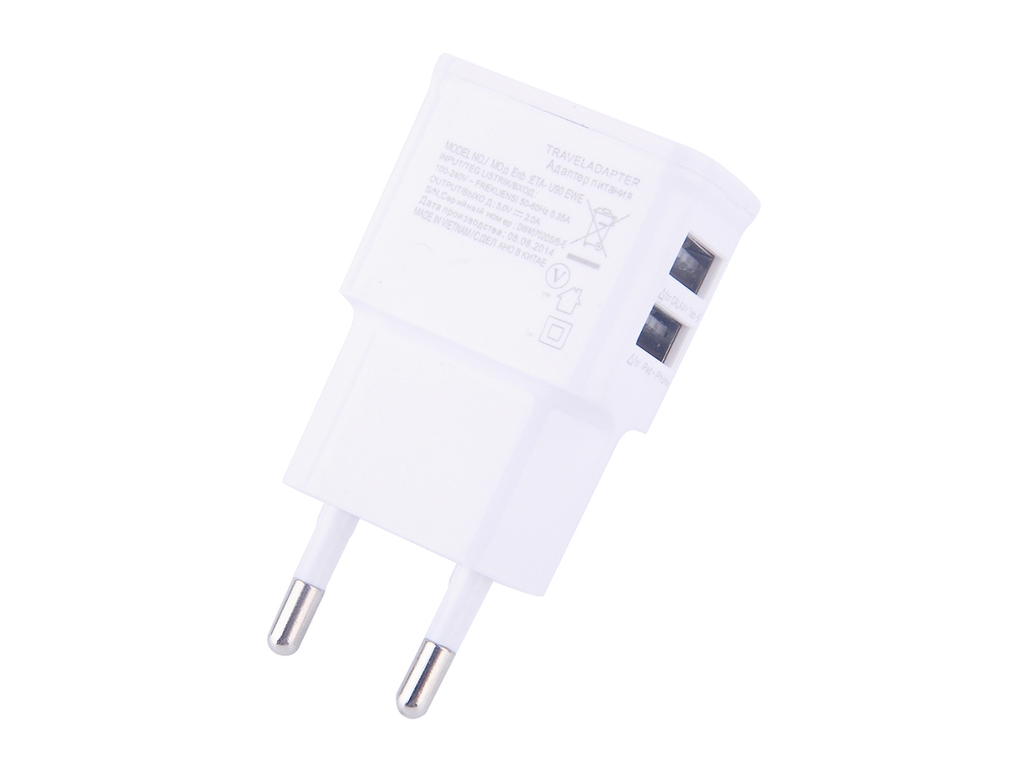 Cargador Universal De Enchufe Europeo Chongtou (puerto Usb Doble, Salida De 2a) Para Teléfonos Apple