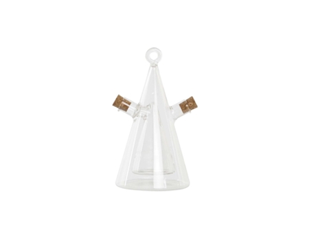 DKD HOME DECOR Set Aceite De Oliva Y Vinagre Transparente Corcho Vidrio Borosilicato (10,5 X 9 X 18 cm)
