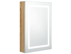 Maison Exclusive - Armario De Baño Con Espejo Y Led Blanco Y Roble 50x13x70 Cm