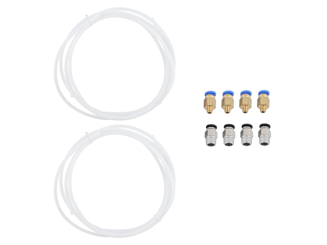 Accesorios para impresoras 3D: 2 tubos de teflón PTFE de 1 m y 8 conectores rápidos (PC4-M6 y PC4-M10).
