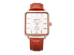 Reloj De Pulsera Unisex Rebirth De Cuarzo Con Correa De Piel Sintética Marrón Oro Rosa.