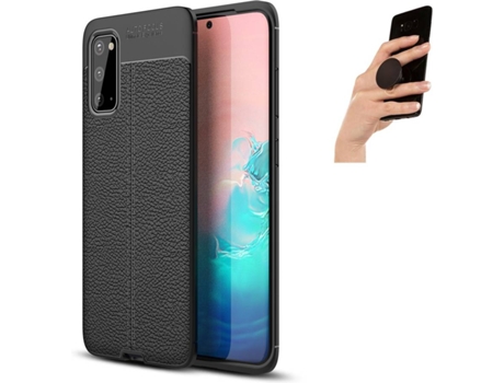Carcasa y Popsocket Samsung S20 Rugged Leather Negro