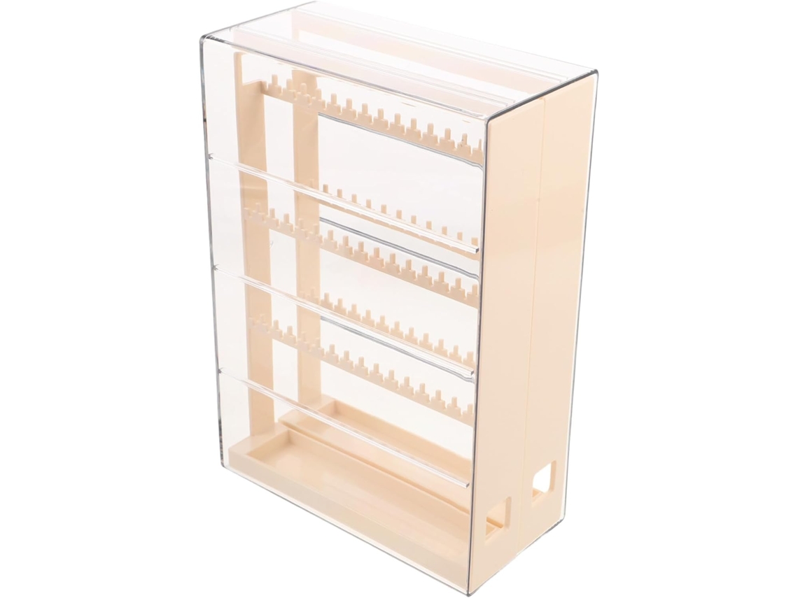 Organizador De Joyas, Joyero De Plástico Beige De 3 Niveles, Soporte Para Pendientes