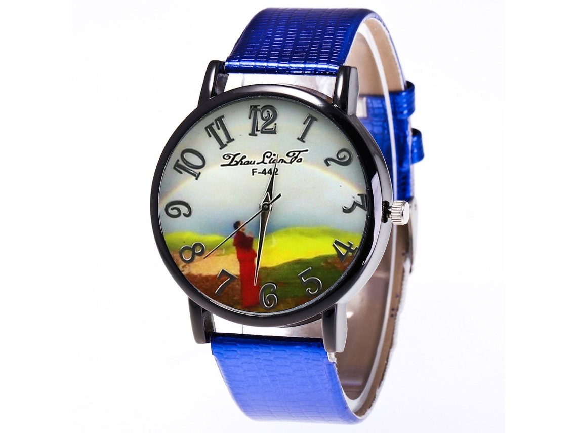 Reloj De Cuarzo Con Correa De Piel Pu Dial Numérico Clásico Unisex (azul)