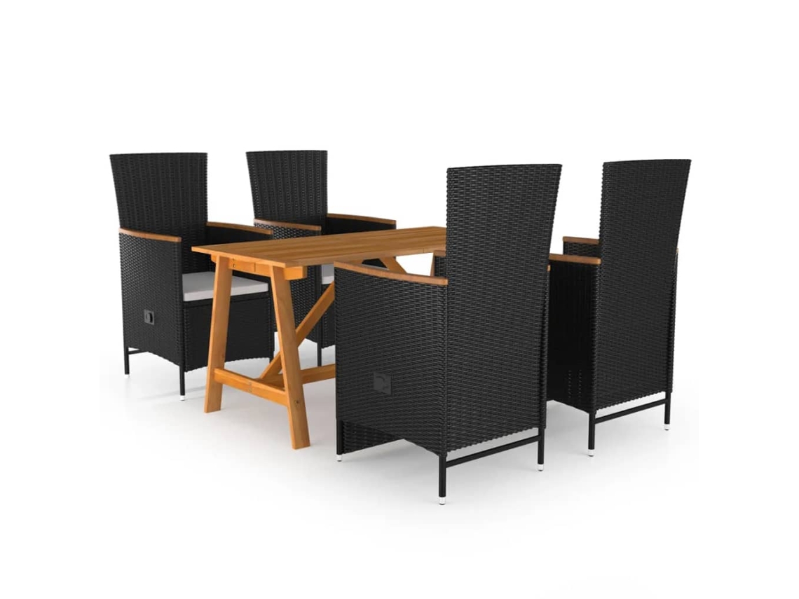 Juego de comedor de jardín negro de 2 piezas Dkd Home Decor