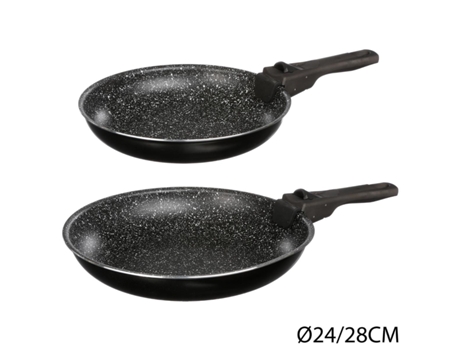 5five - 2 sartenes de aluminio con mango extraíble 24 28cm