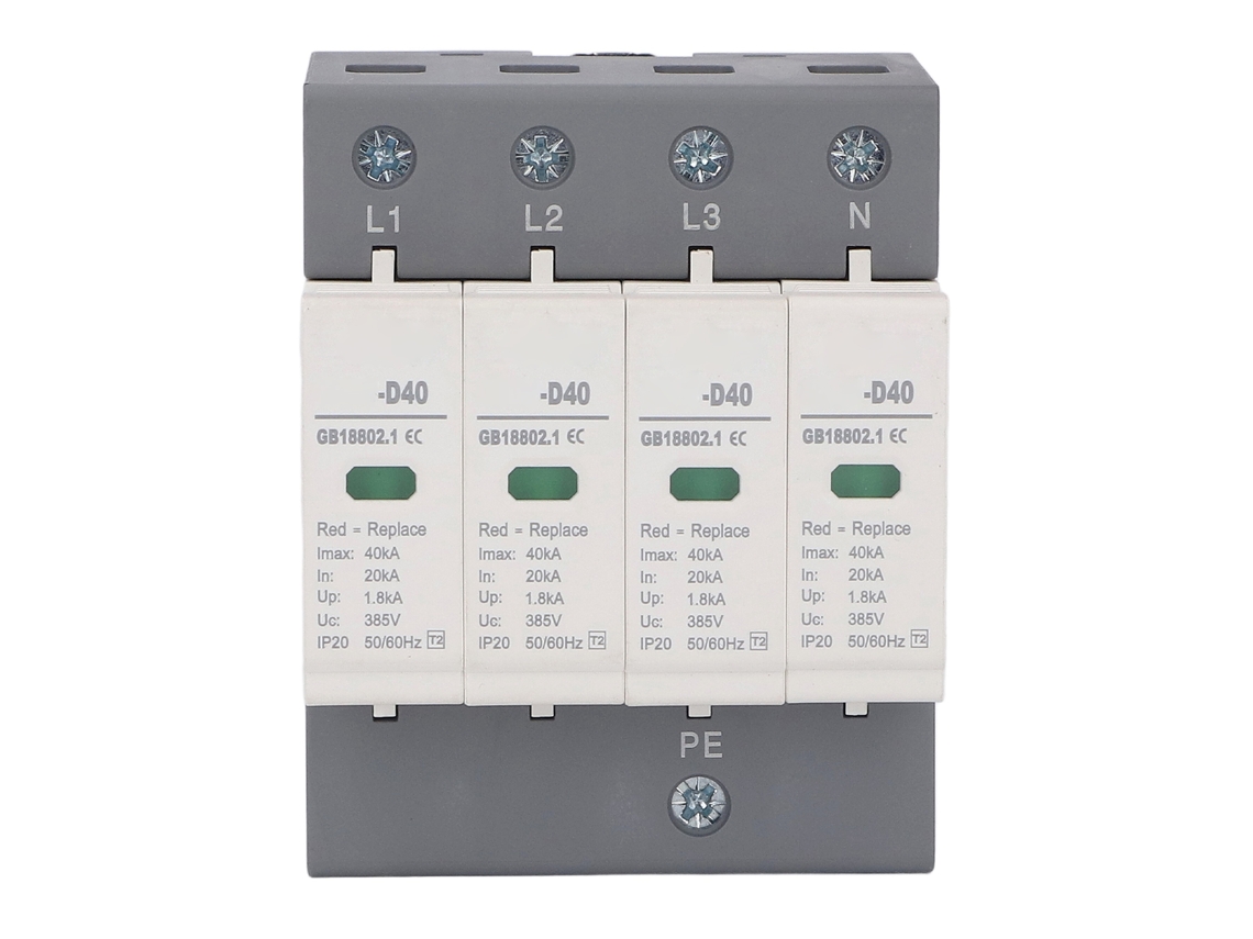 Protector Contra Sobretensiones De 4 Polos, 385 V Ca, Ip20, 40 Ka, Montaje En Riel De 36 Mm.