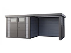 Caseta de Jardin metálica NH6 con Apoyo e Ventanas a la derecha | Gris Claro | (268 x 238) + (284 x 238) - NOVO HABITAT