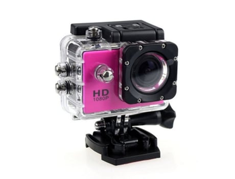 Action Cam SLOWMOOSE Impermeable 1080P-HD Lente Gran Angular Rosa