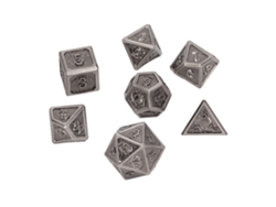Juego De 7 Dados Metálicos Multifacéticos Para Juegos De Rol Y Enseñanza, Tipo B, Con Números Claros.