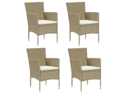 Sillas de comedor de jardín, 4 piezas, mimbre sintético beige, DKD HOME DECOR
