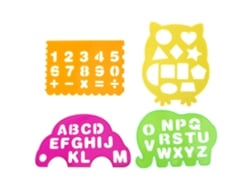 Régua geométrica de 4 peças para desenhar letras e números - Brinquedo educativo para crianças