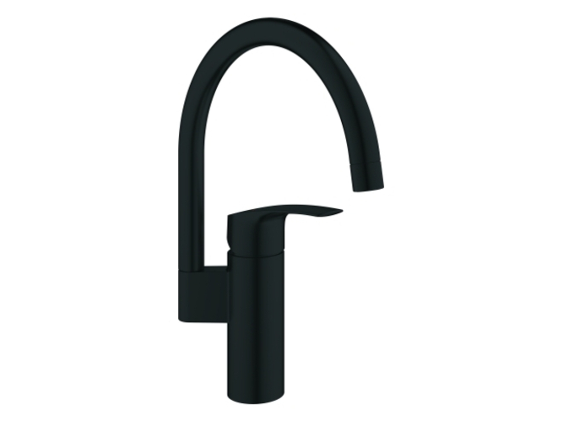 Grifo monomando para lavavajillas Grohe Eurosmart, salida de 183 mm, alto, caños giratorios, 332022433, negro mate