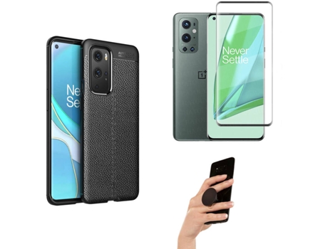 Kit Película Cristal y Popsocket Oneplus 9 Pro PHONESHIELD Rugged Leather Negro