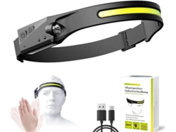 1 Lanterna De Cabeça Cob Com Sensor De Movimento Preta Luz Branca 4 Presilhas