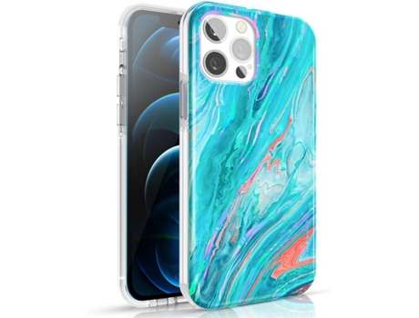 Carcasa Apple KINGXBAR iPhone 12 Pro Max Watercolor Rosa, Verde