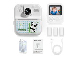 Cámara de juguete infantil Panda White, lanzamiento en 2026, sin necesidad de tarjeta de memoria, YUNZII (con función de aplicación y lente giratoria).
