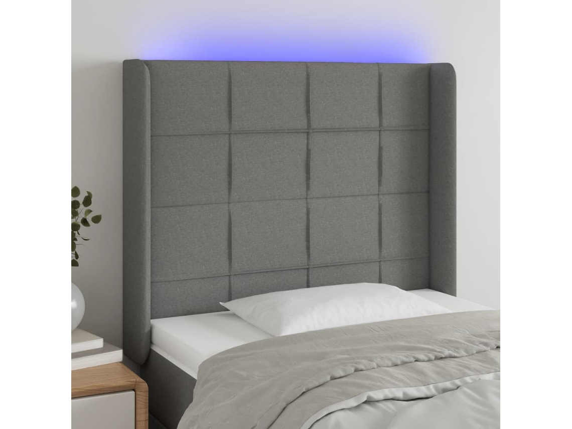 Cabecero Con Led De Tela Gris Oscuro 83x16x118/128 Cm