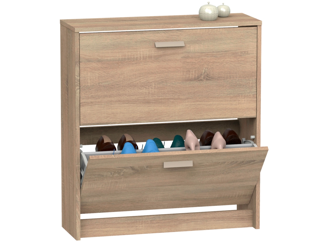 Zapatero Entrada Recibidor, Mueble Auxiliar Estrecho Zapatos, 2 Puertas, Madera 82x74x25 Cm Briebe Nova Madera