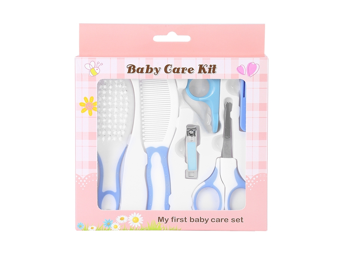 Kit De Aseo Para Bebé De 6 Piezas Con Cepillo, Peine, Cortapelos Y Tijeras Para Uñas - Azul