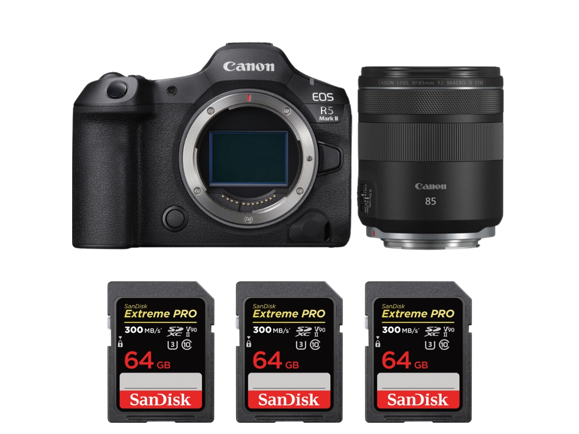 Canon Eos R5 Mark Ii + Rf 85mm F/2 Macro Is Stm + 3 Sandisk 64gb Uhs-ii 300mb/s + Ebook “20 Consejos Para Fotos Que Impactan”