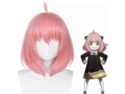 Peluca Corta Rosa Estilo Bob De Anya Spyfamily Para Cosplay Y Fiestas. Peluca Completa Para Mujer.