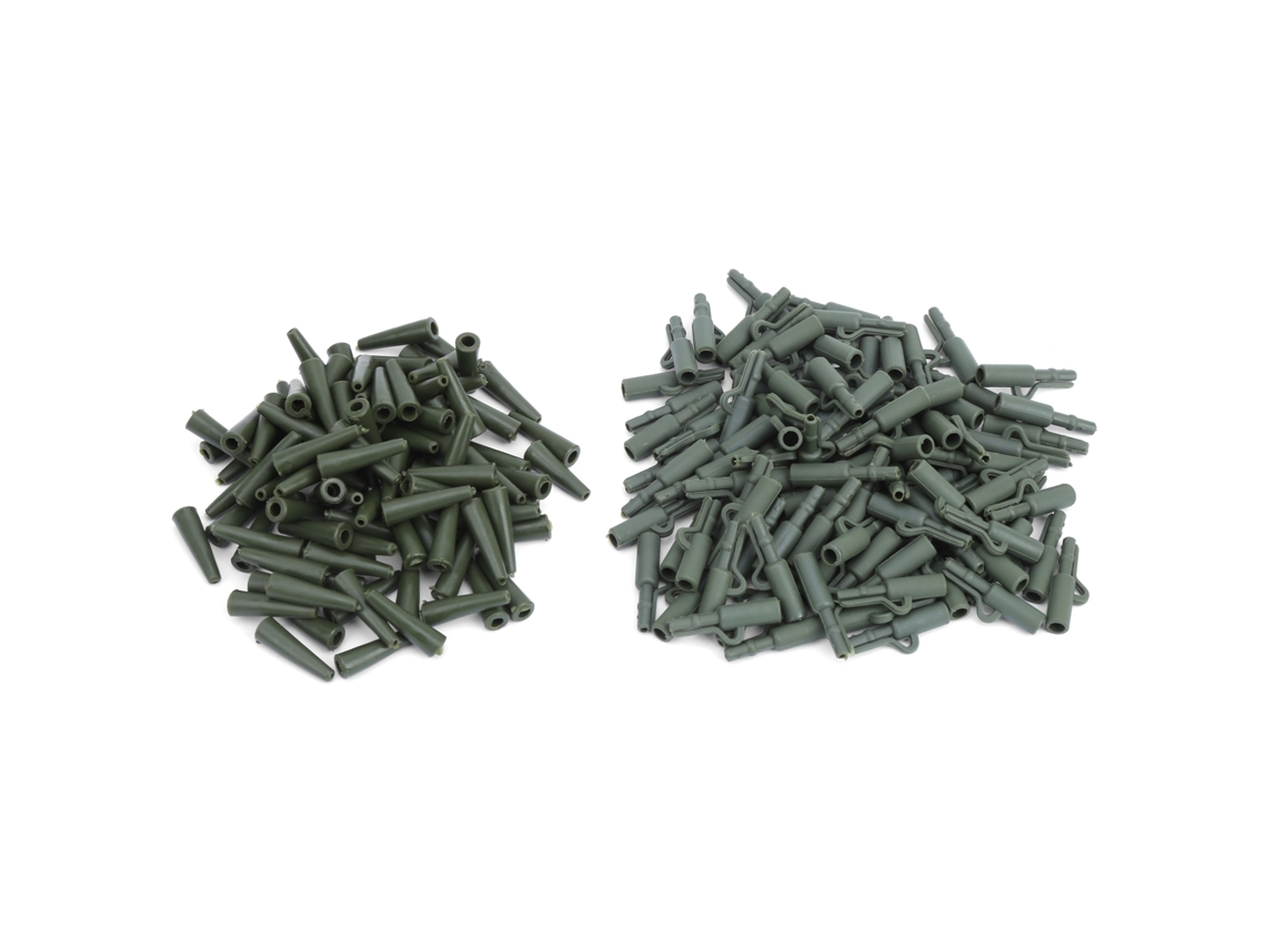 Mali 100 Conjuntos Manguito e Clamp de Pesca de Carpa 35mm Acessório de Pesca Plástico Verde