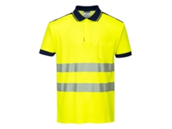 Polo M/c De Alta Visibilidad Pw3 - Confort Y Seguridad Amarillo Negro / Xl