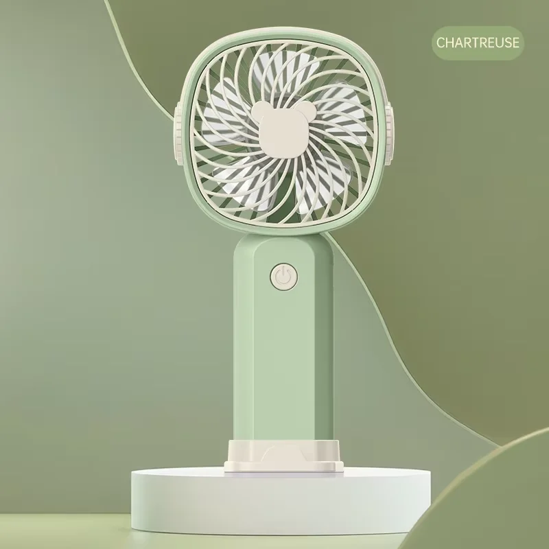 Mini Ventilador Usb Portátil (verde), Ventilador De Escritorio Multifuncional Con Soporte.