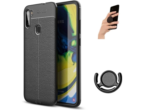 Funda, Popsocket y Soporte para Samsung M11 PHONESHIELD Rugged Leather Anti Choque Negro