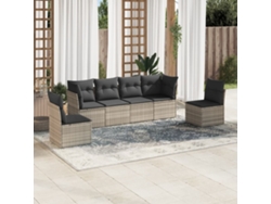 Conjunto de sofá de jardín DKD Home Decor con cojines, mimbre gris claro