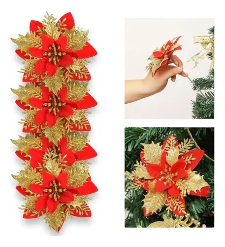 Nuevas flores navideñas, flores secas, decoración para árbol, vayotoy