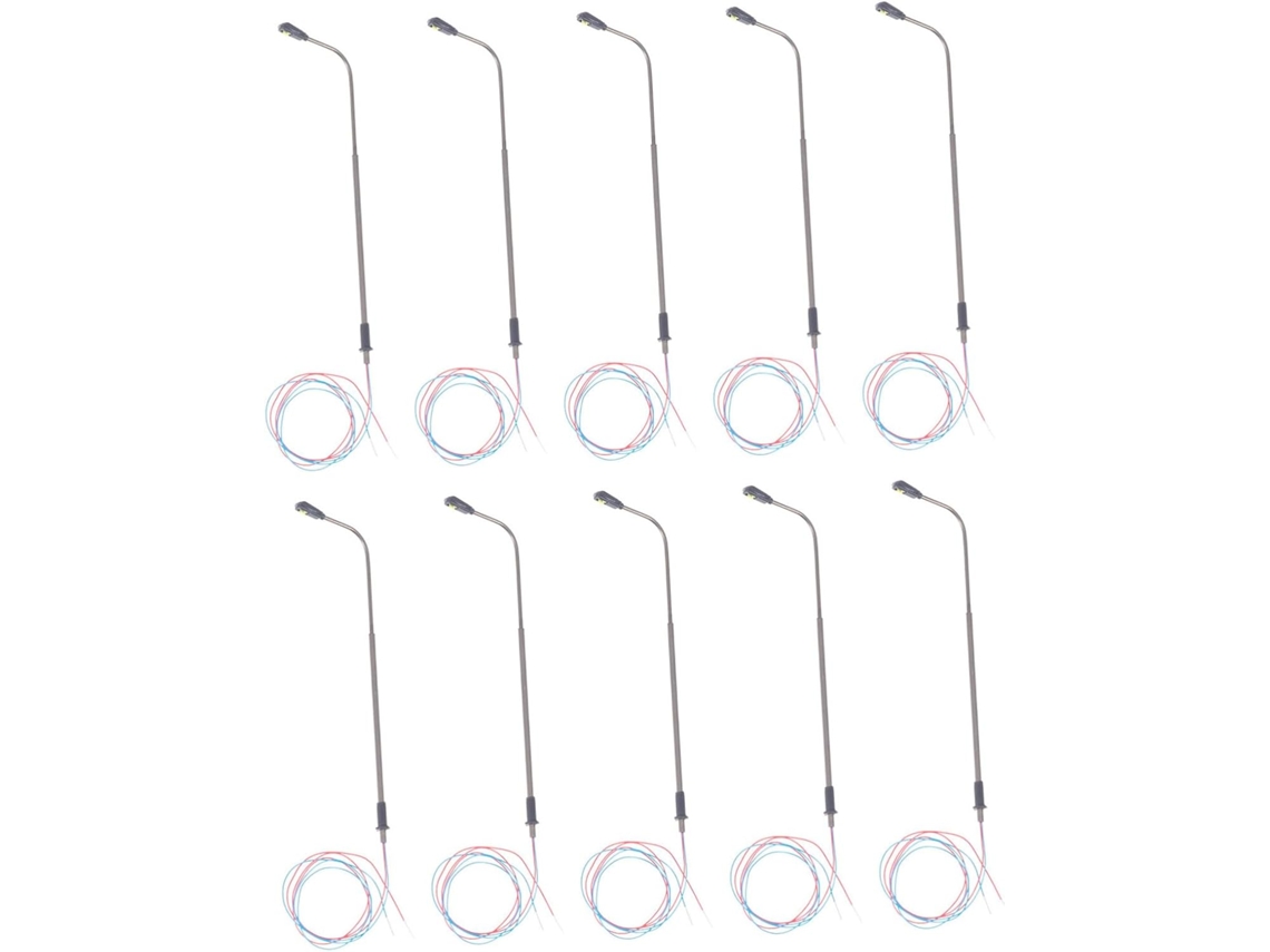 Juego de 10 postes de alumbrado público LED, modelo a escala, acero inoxidable.