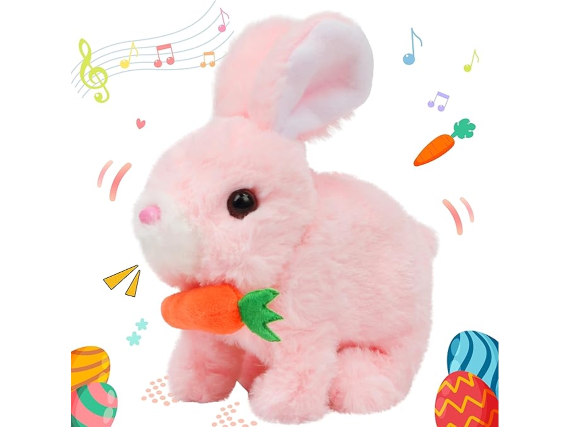 Conejo De Peluche Electrónico Interactivo Con Zanahorias, Con Sonido Y Movimiento De Caminar/tambalearse, 17 Cm Panoona