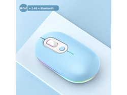 Ratón inalámbrico Bluetooth RGB recargable (azul), 3 botones, 1200 DPI