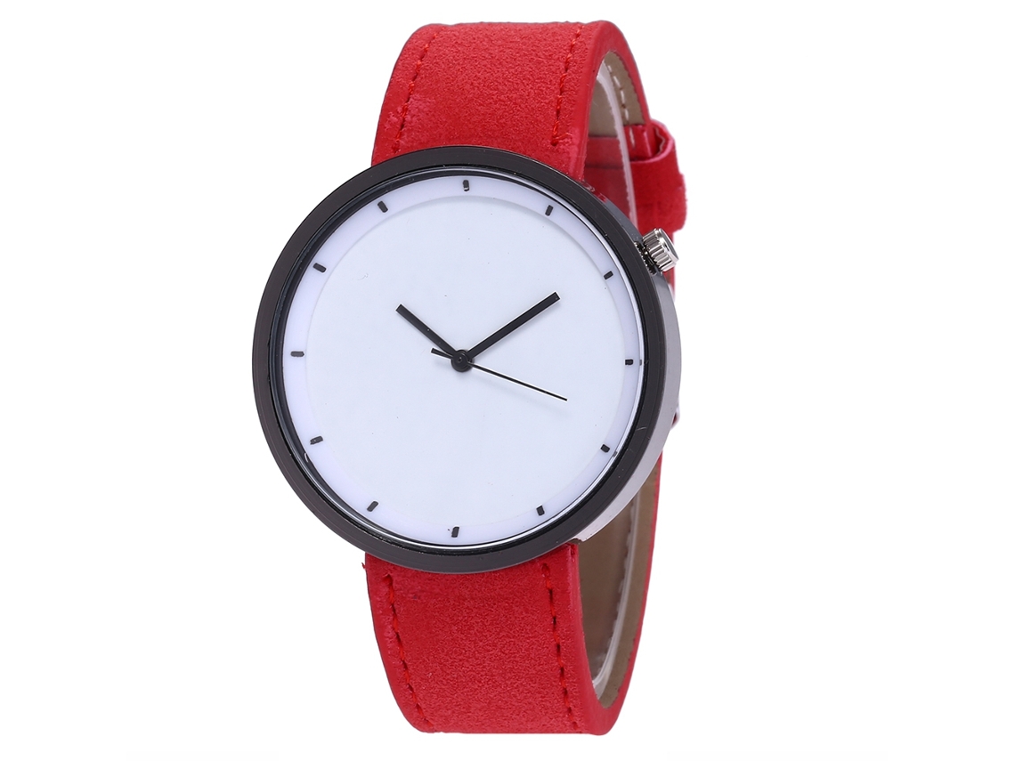 Reloj De Cuarzo Para Hombre Con Correa De Cuero Pu Resistente Al Agua (rojo)